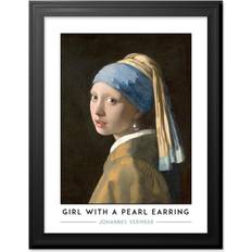 Black Framed Art Wee Blue Coo Girl with a Pearl Earring Johannes Vermeer Framed Art