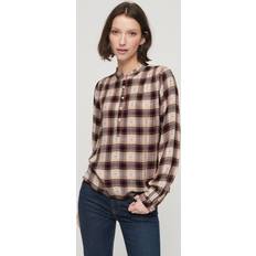 Superdry Damen Blusen Superdry Women's Langärmelige Bluse mit Karomuster Rot Größe: Rot