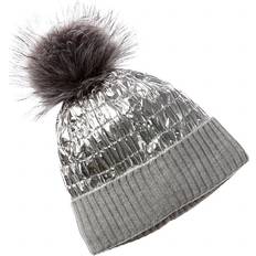 Silver - Women Beanies Metallic Puffer Beanie