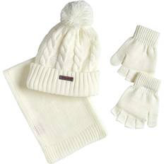 Children's Clothing Sportoli Women’s Girls’ kids 3-Piece Cable Knit Cold Weather Set Hat Scarf Glove Cream Size Kids 4-7 Yrs