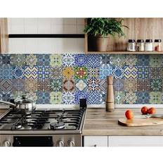 Tiles Homeroots 400356 5 5 Randy Multi Blue Mosaic Peel & Stick Tiles