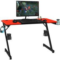 Gaming Desks Goplus 47-Inch Z-Shaped Computer Gaming Desk with Large Carbon Fiber Surface