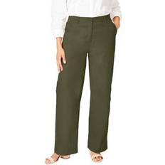 Jessica London Pants & Shorts Jessica London Plus Women's Chino Wide Leg Trouser in Dark Olive Green Size W