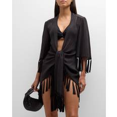 Swimsuit Cover-Ups & Sarong Wraps Cinq A Sept Stefie Crinkled Tassel-Trim Kimono Coverup