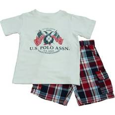 Other Sets U.S. Polo Assn. USPA Infant & Toddler Boys White T-Shirt & Red Plaid Shorts Set Months