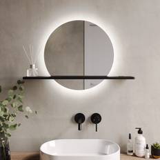 Black Bathroom Mirrors Ersa Round Backlit LED Heated Bathroom