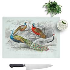 Gold Chopping Boards East Urban Home Tempered Glass Peacock & Pheasants Goldsmith Chopping Board