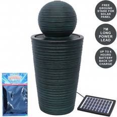 MonsterShop Feature Fountain Solar Powered Garden Black Standing Ball