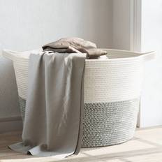 Bianco Cesti per il bucato vidaXL Cesto Per Biancheria Grigio E Bianco Ø60 x 36 cm In Cotonecod MXL 132628