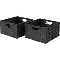 Plastic Baskets Seville Classics 13.25 W H Black Wicker Foldable Cube 2pcs