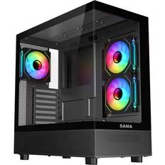 Computer Cases SAMA Sama Neview 4361 Black Type C Tempered Glass Case ARGB