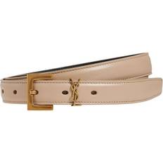 Hør Bælter Saint Laurent Cassandre Slim Leather Belt - Beige