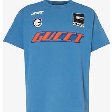 Gucci T-shirts Gucci Logo-patch Cotton-jersey T-shirt Mens Blue