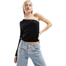 Mango Blouses Mango Xtach Asymmetric Sequin Top, Black