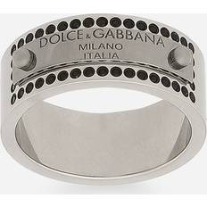 L - Men Rings Dolce & Gabbana Rhinestone-detailed tag ring