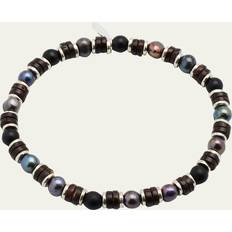 Gris Pulseras Jan Leslie Gray Freshwater Pearl & Matte Black Agate Beaded Bracelet