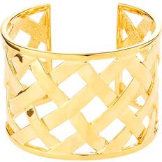 Or Bracelets Kenneth Jay Lane Basket Weave Cuff Bracelet in Gold Tone