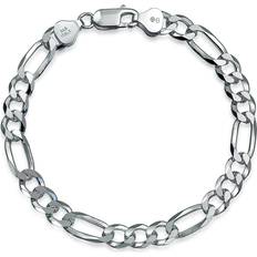 Bling Jewelry Figaro Chain Bracelet 7mm - Silver