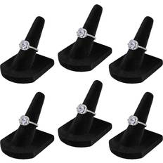 Flexzion Ring Display Finger Shaped Velvet Single Ring Holder Ring Displays for Selling or Personal Use Ring Stand for Jewelry Prong Ring Championship Ring and More Pack Black