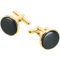 Gold Plated - Men Cufflinks Trafalgar Sutton Round Genuine Onyx Cufflinks