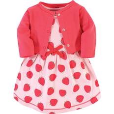 Organic/Recycled Materials Dresses Touched By Nature Girls' Organic Cotton Dress and Cardigan, Strawberries, 5-Toddler