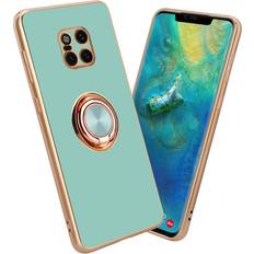 Cadorabo Glossy Turquoise Gold Case for Huawei MATE 20 PRO with ring Protective Cover made of flexible TPU silicone, with protection and magnetic car holder Green
