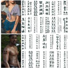 Silver Body Makeup Tattoo Chinese 130 Realistic and Elegant Temporary Tattoos of Chinese Characters Fake Tattoo of Letters Waterproof and Long-Lasting