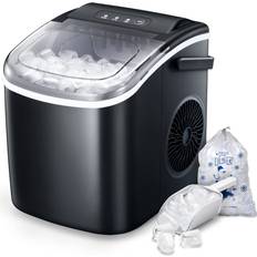 Ice Makers R.W.FLAME R.W.FLAME Ice Makers Countertop, Portable Ice Maker Machine with Self-Cleaning, 26.5lbs/24Hrs, 6 Mins/9 Pcs Bullet Ice, Ice Scoop and Basket, Handheld Ice Maker for Kitchen/Home/Office/Party,Black