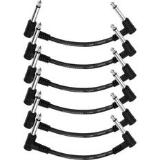 Donner 6 Inch Guitar Patch Cable Guitar Effect Pedal Cables Black 6 Pack