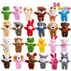 Joyin 24 Pcs Mini Animal Plush Toys 3” Animal Bulk for Kids Birthday Party Favors Holiday Gifts Pinata Fillers Goodie Bag Fillers School Prizes