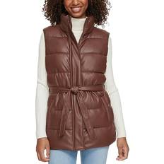 Levi's Women Vests Levi's Levi'sr Vegan Leather Puffer Vest Chocolate Brown Women's Clothing Brown