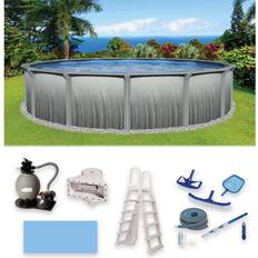 Blue Wave Pools Blue Wave Martinique 15-Feet Round 52-Inch Deep 7-Inch Top Rail Metal Swimming Pool Package