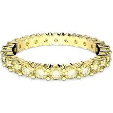 Swarovski Gold Rings Swarovski Matrix ring, Round cut, Yellow, Gold-tone plated