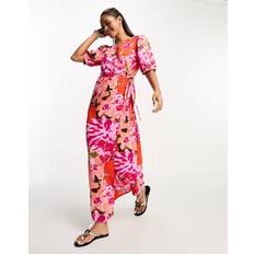 Vila wrap maxi dress in abstract pink print38