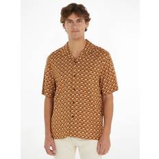 Calvin Klein Hemden Calvin Klein Abstract Print Bowling Shirt, Burned Caramel