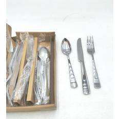 Amazon Basics Stainless Steel Flatware with Square Edge Cutlery Set 20pcs