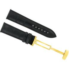 Watch Straps Ewatchparts 22MM LEATHER BAND DEPLOYMENT CLASP FOR TISSOT PRC200 1853 BLACK GOLD