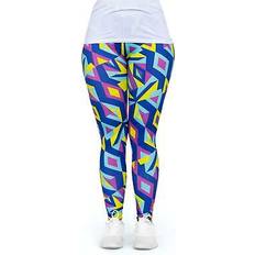 Elastan/Lycra/Spandex Leggings cosey Neon Line leggings – ljusa färger – olika ljusa färgglada mönster en storlek neon mosaik, En