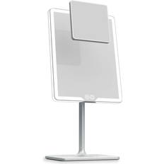 LUNA London Orbit Mirror in Chalk Grey Vanity Mirror with Lights, Makeup Mirror, LED Lighted Desk Mirror with Light for Tabletop 7X 1X Magnification Dimmable and Rechargeable Espejo