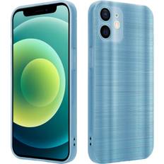 Apple iPhone 12 mini Mobile Phone Cases Cadorabo Brushed Turquoise Case for Apple iPhone 12 MINI Protective Cover made of flexible TPU Etui silicone in brushed design Green