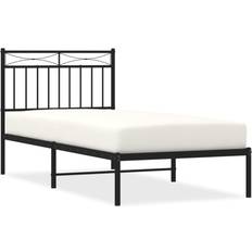 90cm Estructuras de cama vidaXL Estructura De Cama Con Cabecero Metal Negro 90x190 cm