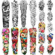 Body Makeup on sale Full Arm Waterproof Temporary Tattoos 8 Sheets and Half Arm Shoulder Tattoo 10 Sheets, Extra Large LastingTattoo Stickers for Men and Women 58X18cm
