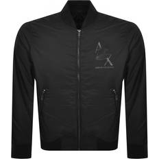 Armani Exchange Herr Eagle Logo nylon bomberskal jacka, svart