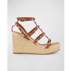 Espadrillas Valentino Garavani ROCKSTUD WEDGE SANDAL WITH CALFSKIN STRAPS 95MM Wo NATURAL/ALMOND