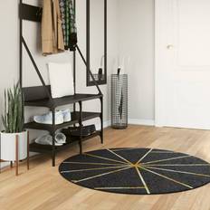 Carpets & Rugs vidaXL Washable Black and Gold Rug Ø 120 cm Black
