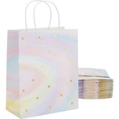 Blue Panda 24 Pack Pastel Tie Dye Paper Gift Bags with Handles for Boutique and Small Business Supplies 10 x 8 x 4 In