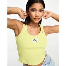 Calvin Klein Gula Överdelar Calvin Klein double layer ribbed logo tank top in goldXXXL