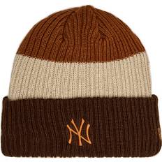 New Era York Yankees Stripe Dark Brown Womens Cuff Knit Beanie Hat adult female Brown