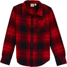 Black Shirts Children's Clothing Outdoor Kids Flannel Long-Sleeve Shirt for Red/Black