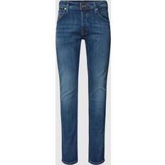 Jack & Jones Slim Fit Jeans mit Label-Patch Modell 'GLENN' in Dunkelblau, Größe